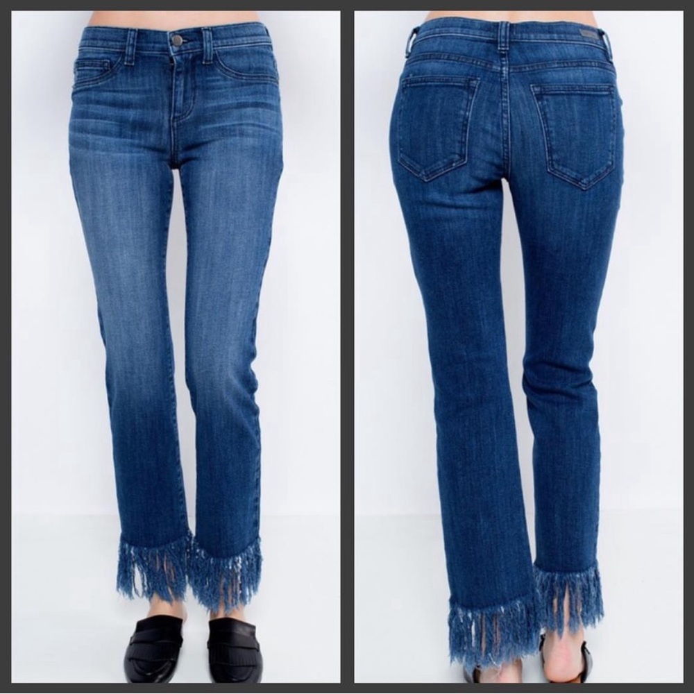 Sneak Peek brand cropped fringe jeans size 11 Slim fit good used condition
